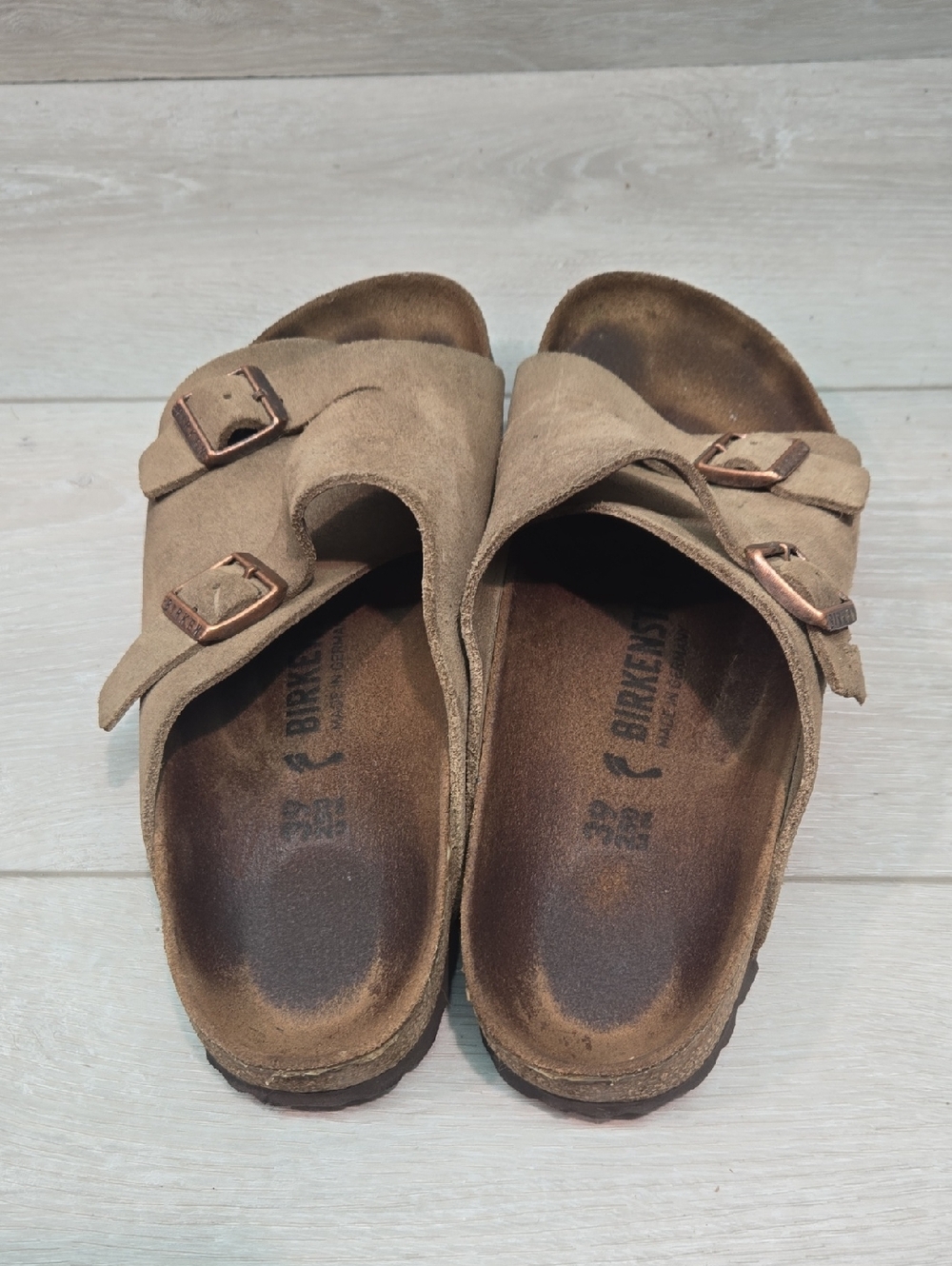 Birkenstock Women Zurich Suede Double-Buckle Slide Sandals Shoes Sz 39/8 Narrow - Picture 4 of 12